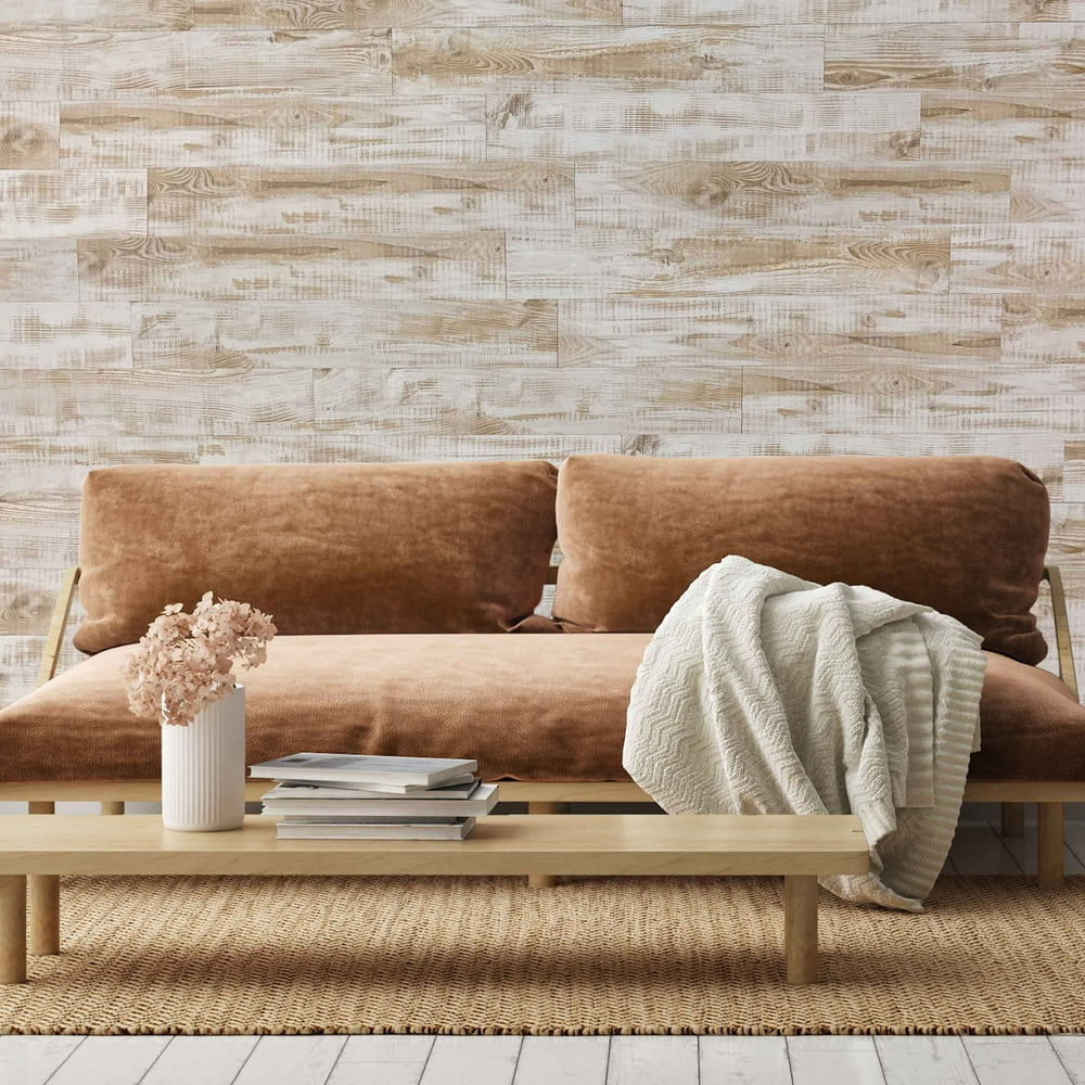 DIP White Birch Wall Planks (14.2 sq ft/12 planks) Peel & Stick