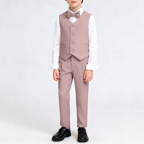 ATOGUTA Boy Gentleman Outfit Boys Suit Set Boy Dresswear Outfit Kids Suits Boy Wedding Dress Size 1T-13, Pink