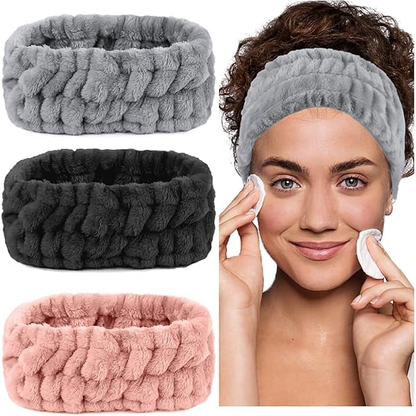 wonima44 LAPOHI 3 Pack Microfiber Towel Headbands for Washing Face, Facial Headbands Makeup Headband Spa Headband Skincare Headband Fash Wash Headband for Women and Girls