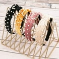 thumbnail image 2 of Paquete de 4 diademas anchas de terciopelo con nudo y turbante, diadema vintage con aros elásticos para el cabello con perlas de imitación, accesorios para el cabello de moda para mujeres y niñas,, 2 of 7