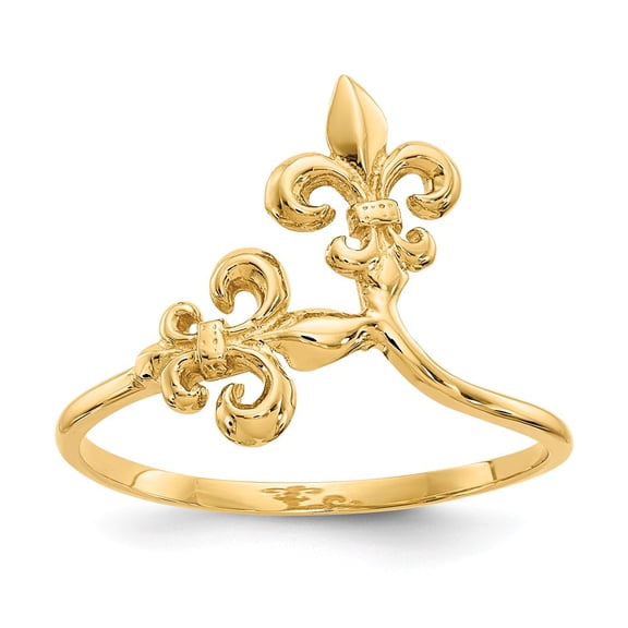 14K Yellow Gold Ring Band Themed Polished Fleur De Lis