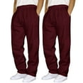 thumbnail image 2 of Mens Pants 2PC Casual Cotton Pants for Men, Straight Leg Lightweight Sweatpants with Pockets, Elastic Waist Lounge Pants for Running, Gym or Home Wear S-3XL, 2 of 4