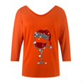 thumbnail image 2 of Tejiojio Christmas Matching Autumn And Winter New Long-Sleeved Christmas Wine Glass V-neck T-shirt, 2 of 3