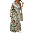thumbnail image 1 of MAWCLOS Robes Maxi pour Femmes Robe Chemise à Imprimé Floral Kaftan à Revers Manches Longues 8999 Jaune TTG, 1 of 4