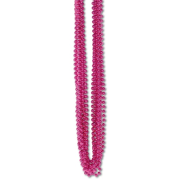 Beistle Club Pack of 720 Hot Pink Metallic Small Round Beaded Necklace Birthday Party Favors 33''
