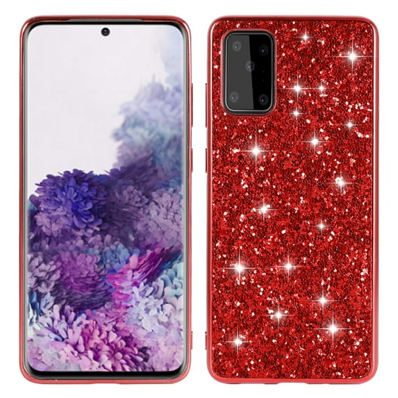 Glitter Shining Case for Samsung Galaxy A73 5G, Ultra Slim Lightweight Thin Fit Sparkle Crystal Bling Cover with Military Grade Soft Silicone Shockproof Anti-Scratches Case for Girls Women,Red