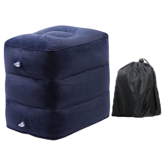 Reposapiés inflable de altura ajustable con bolsa de almacenamiento, almohada para piernas para viajes en avión, artículos esenciales de para
