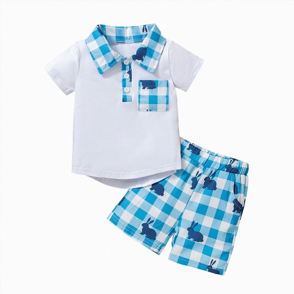 KPOPLK Toddler Baby Boy Clothes 3 6 9 12 18 Months 2 3T 4T Summer Spring Polo Shirt Shorts Sleeves Set Button Outfits 2 PCS(2-3 Years,Blue)