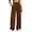 Brown, variant on Women High Waist Single Button Pleated Wide Leg Suit Pants Drape Loose Full Length Business Casual Office Trousers Side Pockets Navy S