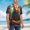 thumbnail image 3 of Logiee Maple Meditating Bear Print Mens Hawaiian Shirts,Loose-Fit Short Sleeve Button Down Tropical Aloha Beach Shirt,Summer Vacation Wedding Tops,, 3 of 7