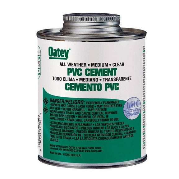 Oatey 31132 All-Weather Medium Bodied Solvent Cement, 16 oz, Can, Clear, Liquid