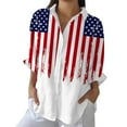 thumbnail image 2 of YLHFASHION Chemise à Imprimé Drapeau Américain Rétro pour Femmes pour la Fête de l'Indépendance, Imprimé Artistique, Chemise Décontractée à Col en V, jusqu'à 50 % de Rabais, Chemises pour Femmes, 2 of 4