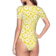 thumbnail image 4 of The Xecao Daisies Flowers Women's Crew Neck Body Suit, a short-sleeved bodysuit and basic swimsuit, both comfort and style for dating and daily life, 4 of 9