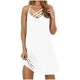thumbnail image 2 of Womens Dresses Dress for Women Women's Summer Fashion Solid Sleeveless Suspenders Pullover Ladies Dress White XXL, 2 of 5