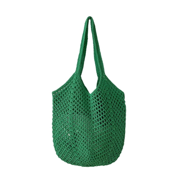 Woven Soft Large Straw Shoulder Bag Boho Straw Handle Tote Retro Summer Beach Bag Rattan Handbag, Green