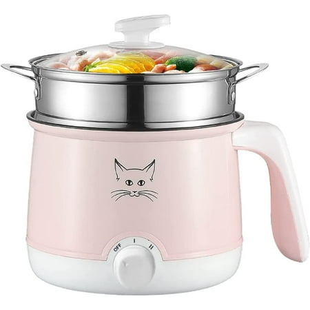 

luxury Avkobow Hot Pot Electric Pot for Raman Soup Noodles Steak Oatmeal Rapid Mini cooker with Temperature control 1.8L (Pink)