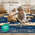 thumbnail image 4 of ODIKA 5'x7' Washable Area Rug Cartographic Adventure Map Featuring Sea Creatures And Compass Design for Guest Room, Lounge, Apartment, Non-Slip Low Profile, Stain Resistant, 4 of 7