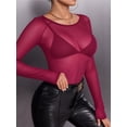 thumbnail image 3 of MOYIKO Mesh Sheer Long Sleeve Tops for Women Boat Neck See Through Womens Lace Blouses Shirts, 3 of 6