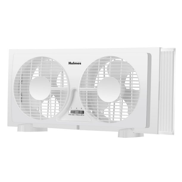 Holmes 9" Twin Blade Manual Window Fan, 2 Speeds, Reversible Airflow, 2