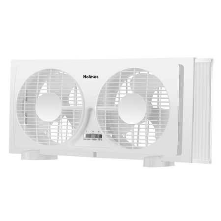 

Holmes 9 Twin Blade Manual Window Fan 2 Speeds Reversible Airflow 2 Extender Panels White