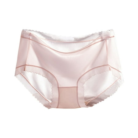 Ashirexll Underwear Women  Silk Underwear for Women Solid Color Lightweight Traceless Breathable Comfortable Mid Waist Panties for Women Pink C Free Size