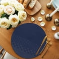 thumbnail image 2 of Navy Blue White Geometric Round 13 Inch Placemats Set of 6, Modern Herringbone Abstract Art HeatResistant Non Slip Place Mats for Dining Table, Wipeable Braided Kitchen Table Mats for Housewarming, 2 of 9