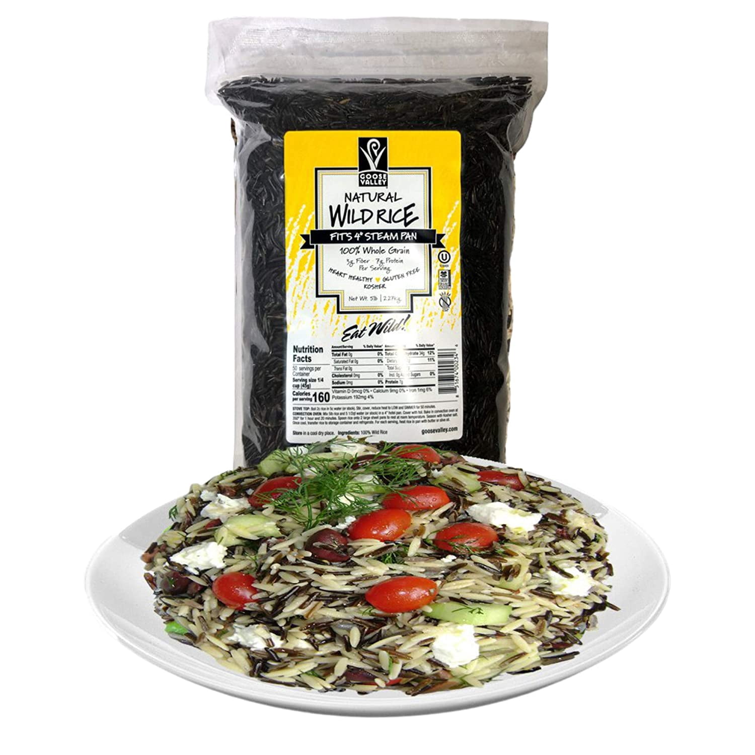 Goose Valley Natural Wild Rice - Family Reserve 5 lbs - Variety of Jumbo High Fiber and High Protein Whole Grain Rice for Healthy Heart