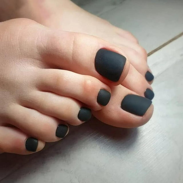 Uñas postizas mate a la moda, uñas postizas para pies, cubierta completa Aryclic Square, Clip de fecha para fiestas diarias, prensa en las uñas de los pies para mujeres y niñas (24 piezas) Ormromra CZMR-ZC95-1