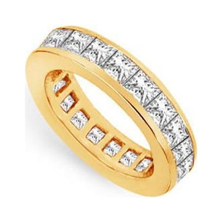 Fine Jewelry Vault UBAGVYSQ350CZ1602 Three & Half CT CZ Eternity Band in 18K Yellow Gold Vermeil, 23 Stones