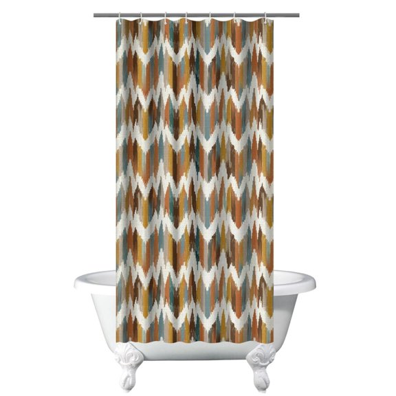 Small Stall Narrow Shower Curtain 36"W x 72"L – Tropical Bohemian Leaves, Mid-Century Abstract Boho Botanical Bathroom Decor, Vintage Floral Palm Leaf Pattern, Rustic Tribal Folk Style