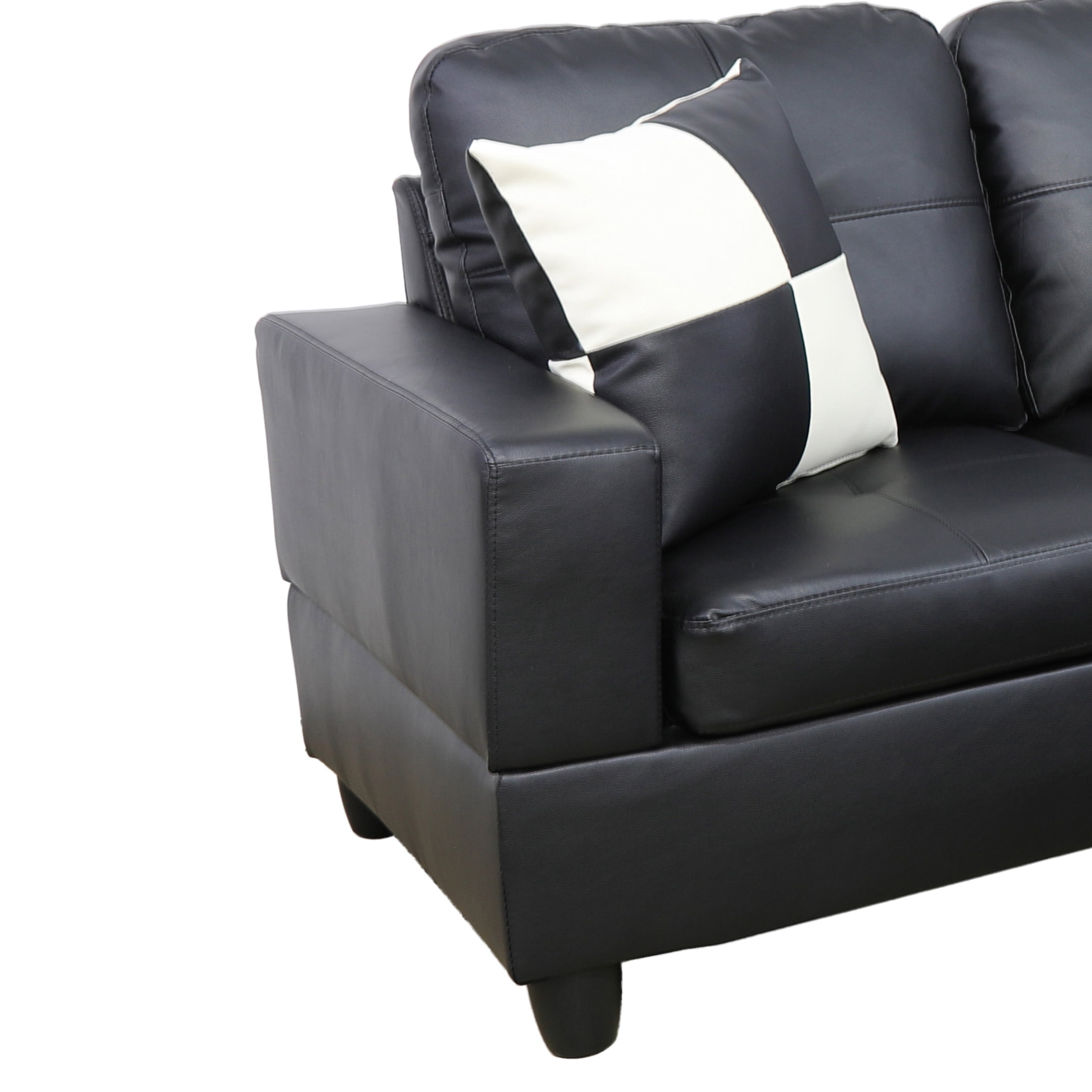 Hommoo 2-Piece Faux Leather Sofa Set, Living Room Furniture Set, L-Shaped Sectional Sofa Couches for Living Room, Black