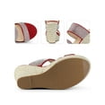 thumbnail image 2 of BLISSFUL STEP Sandales Compensées Espadrilles à Plateforme à Strass à Double Bride pour Femmes Rouge (Taille 9), 2 of 6