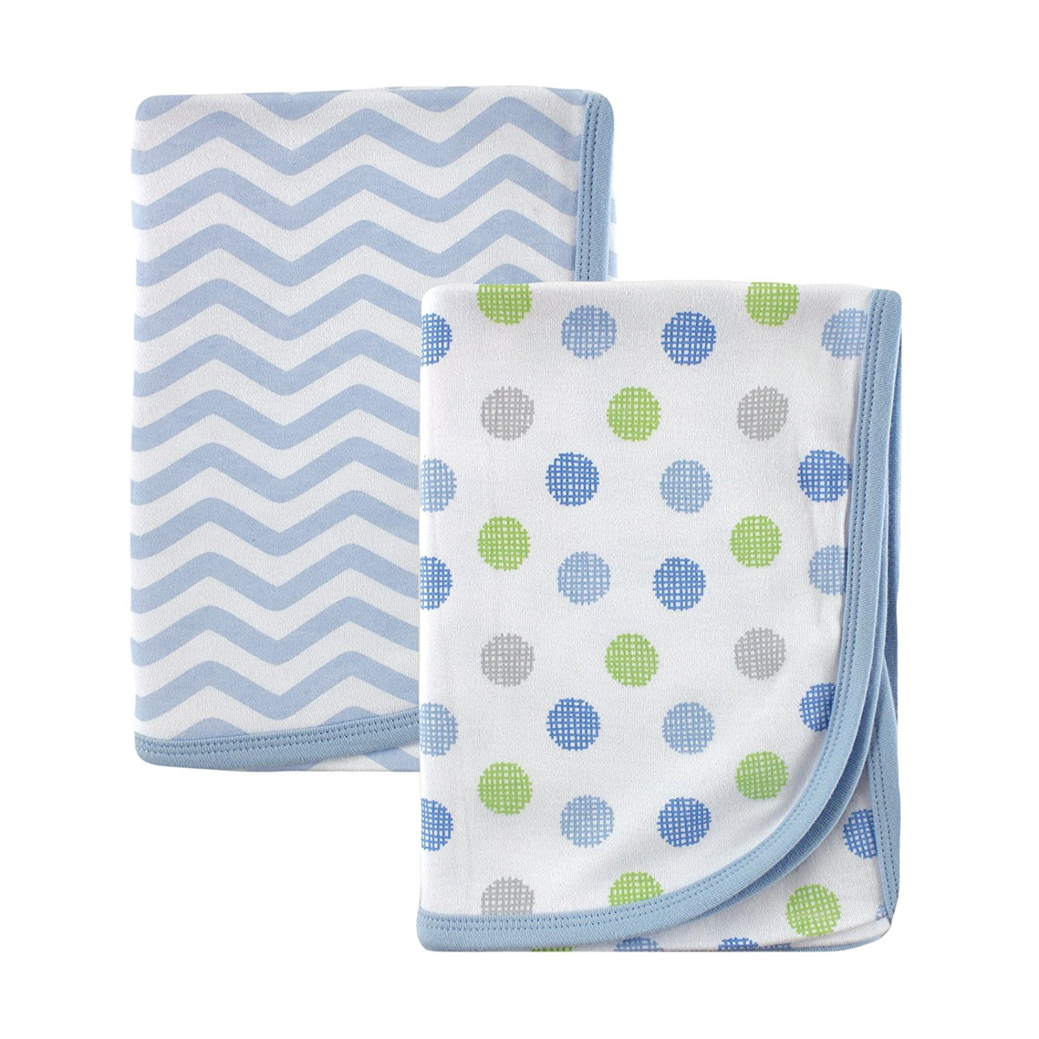 Luvable Friends 2 Piece Cotton Receiving Blankets, Blue Dots Walmart