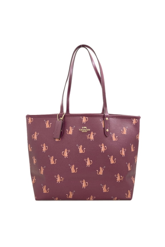 Pre-Owned Coach F80232 Reversible Cat Tote Bag PVC Women's COACH