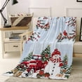 thumbnail image 2 of Winter Christmas Throw Flannel Blanket 32x48In Snowman Truck Berry Cardinal Bird Blue Super Soft Cozy Bed Blanket, Lightweight Plush Fuzzy Bed Throw for Bedroom Sofa Couch Living Room, 2 of 4