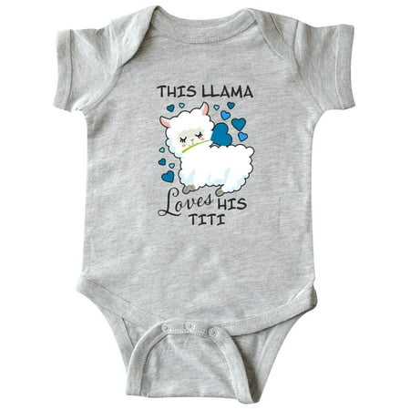 

Inktastic This Llama Loves His Titi with Blue Hearts Gift Baby Boy Bodysuit