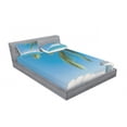 thumbnail image 3 of Ambesonne Tropical Fitted Sheet & Pillow Sham Set, Cruise Ship Palm Tree, Twin, Turquoise Green, 3 of 3