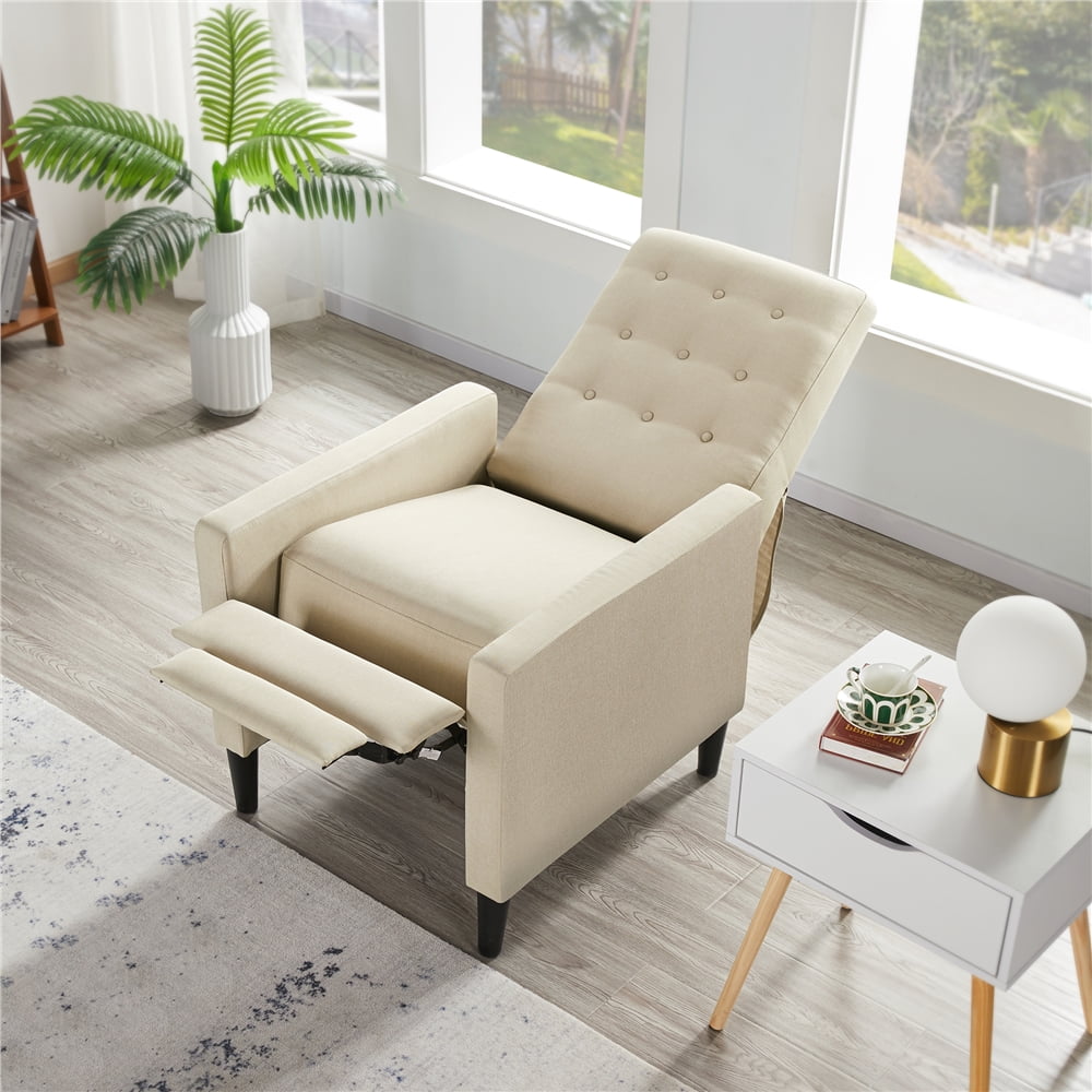 Yaheetech 2pcs Modern Fabric Recliner Chair with Pocket Spring for Home Theater, Beige