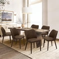 thumbnail image 1 of Set de 6 sillas de comedor COLAMY de cuero PU con patas de madera, 1 of 5