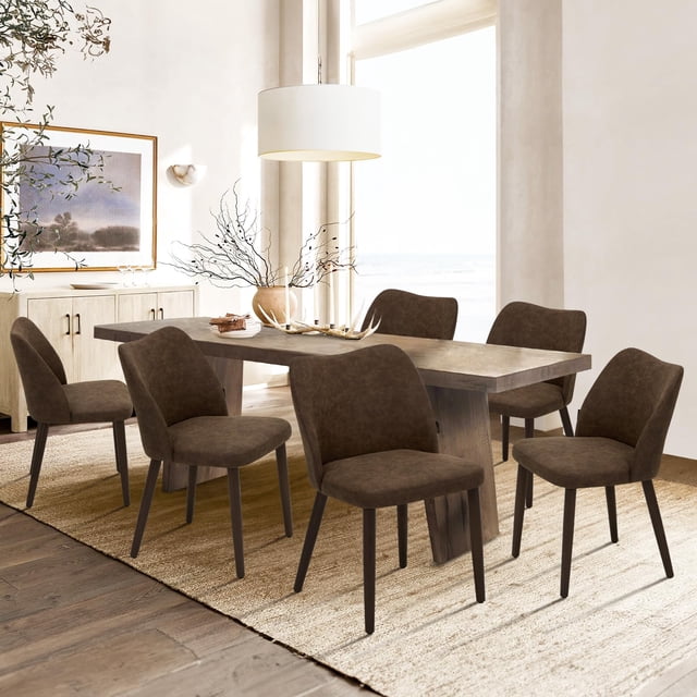 Set de 6 sillas de comedor COLAMY de cuero PU con patas de madera