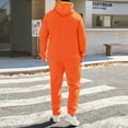 thumbnail image 5 of Mens Sweatsuits Casual Solid Color Hoodie and Sweatpants 2 Piece Set Loose Workout Athletic Sweat Suits Outfit Saffron XL, 5 of 9