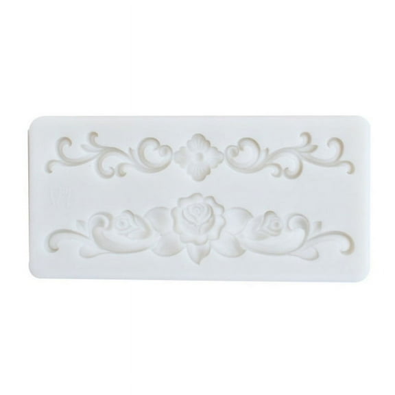 Baroque Scroll Corner Relief Silicone Lace Mold Chocolate Clay DIY Candy Molds Border Decorating Fondant Molds White