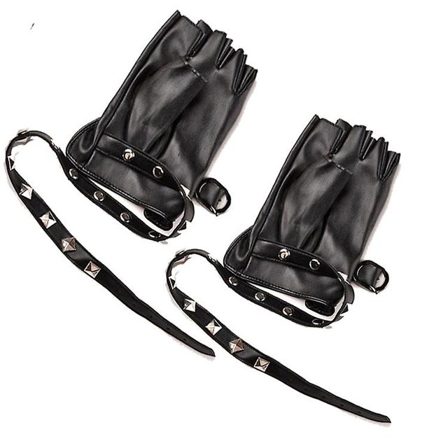 Guantes de cuero sin dedos de PU (1 par, negro)-- oso de fresa Electrónica