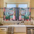 thumbnail image 2 of Yayeee Kitchen Curtains Set of 2 Light Filtering 57"x24" Over Sink Window Panels, Pink Door, 2 of 7
