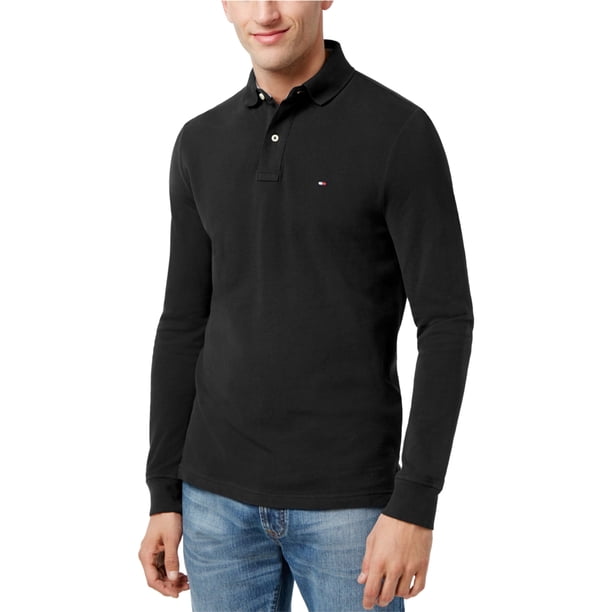 Tommy Hilfiger - Polo de rugby para hombre, color negro, XL