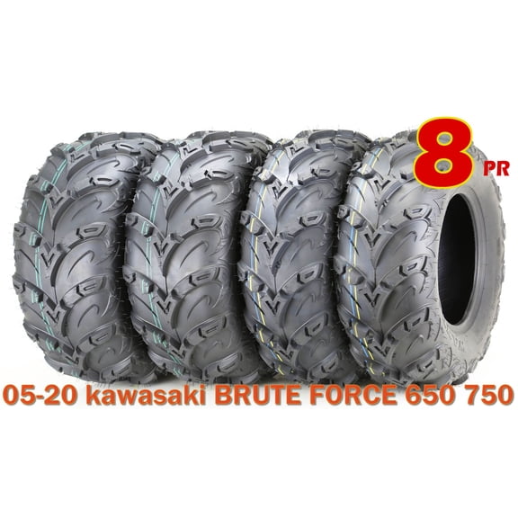 Full Set 05-20 kawasaki BRUTE FORCE 650 750 Tires 25X8X12 25X10X12 8PR Mud Sling