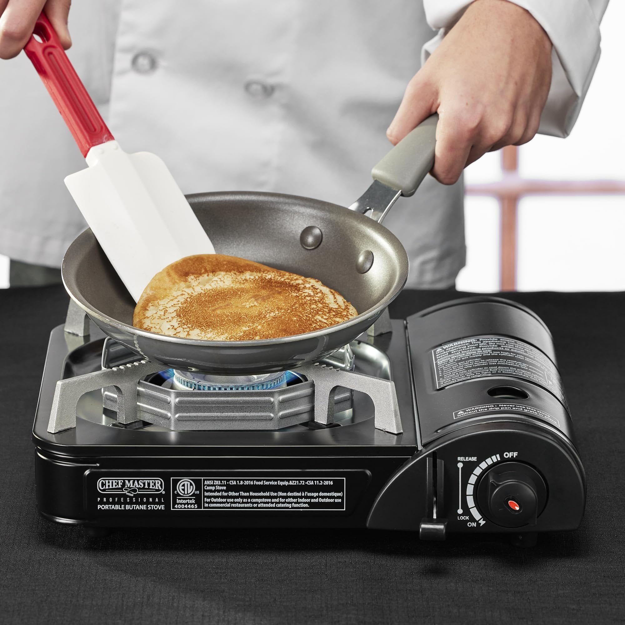 Chef Master 90027 Portable Butane Stove, Portable Gas Stove with Carrying Case, Portable Gas Grill, ETL Certified, Black