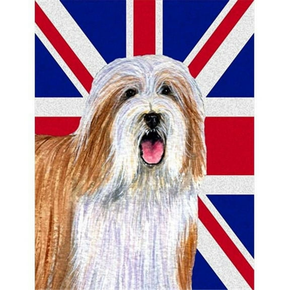 Bearded Collie With English Union Jack British Flag Flag Canvas House Size