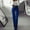 Blue, variant on Casual Fashion Solid Mid Waist Long Trousers Office Pants For Women  Plus Size