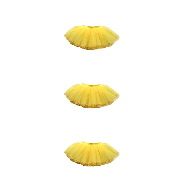 Qarigey niña niño disfraz bailarina ballet danza dancewear tutú de cuatro capas color sólido carnaval vestido hilo medio / amarillo Type1 NO1